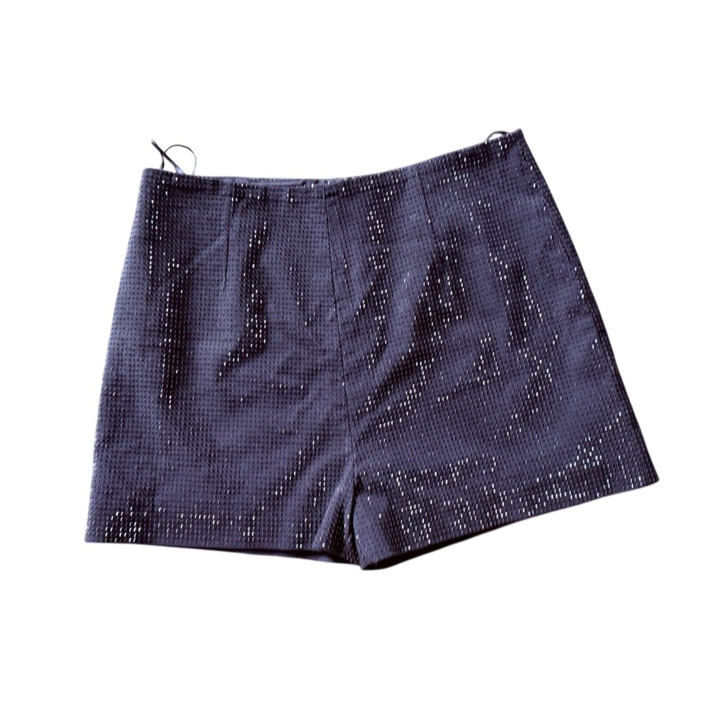NEW Cloud Ten Womens Black Sequin High Waisted Shorts L Side Zip Glam Party